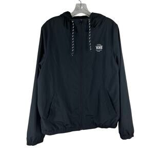 Vans Full Zip Jacket Windbreaker Womens Size XL Kastle II Black Hooded